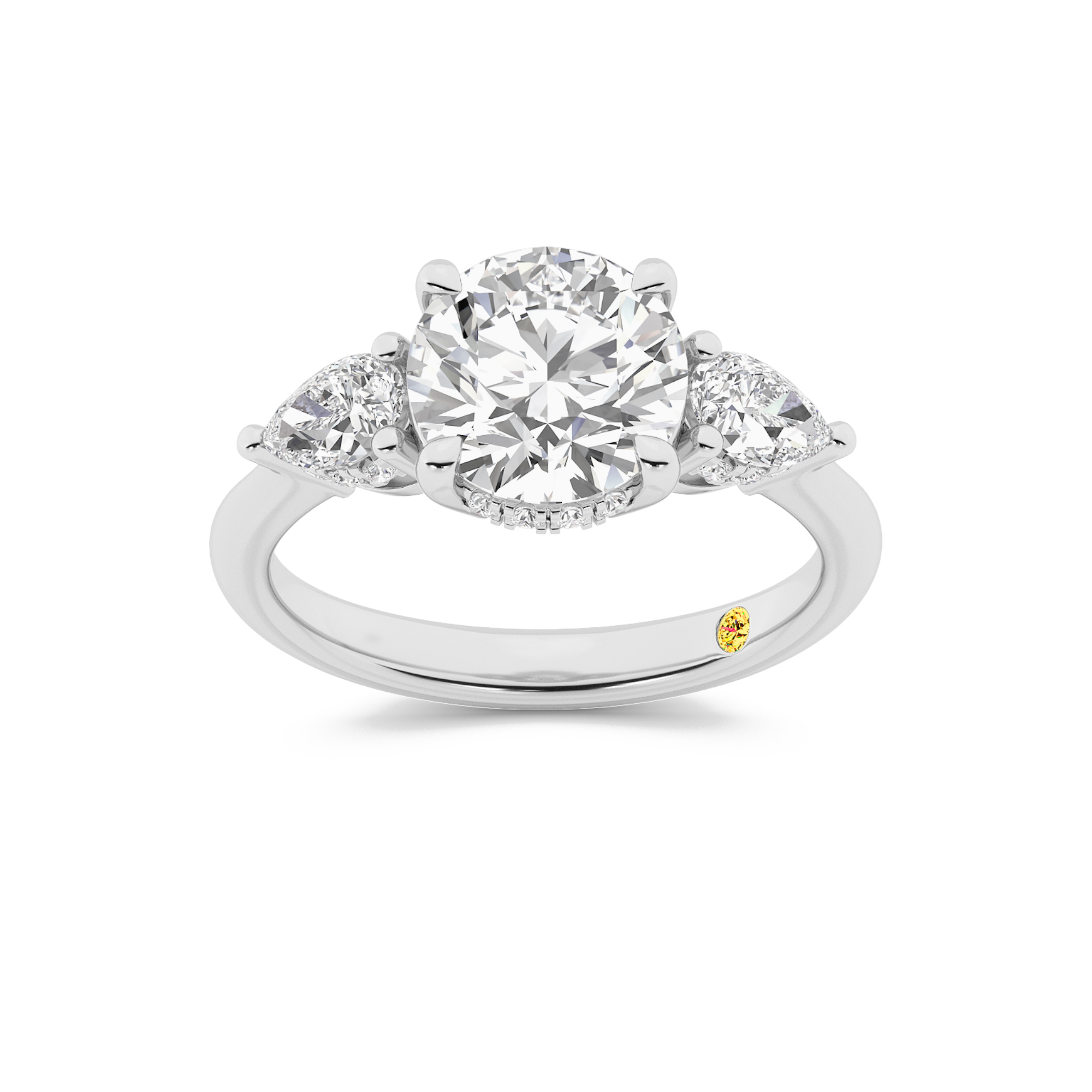 Celestia Three Stone Hidden Halo Lab Diamond Engagement Ring Questions & Answers