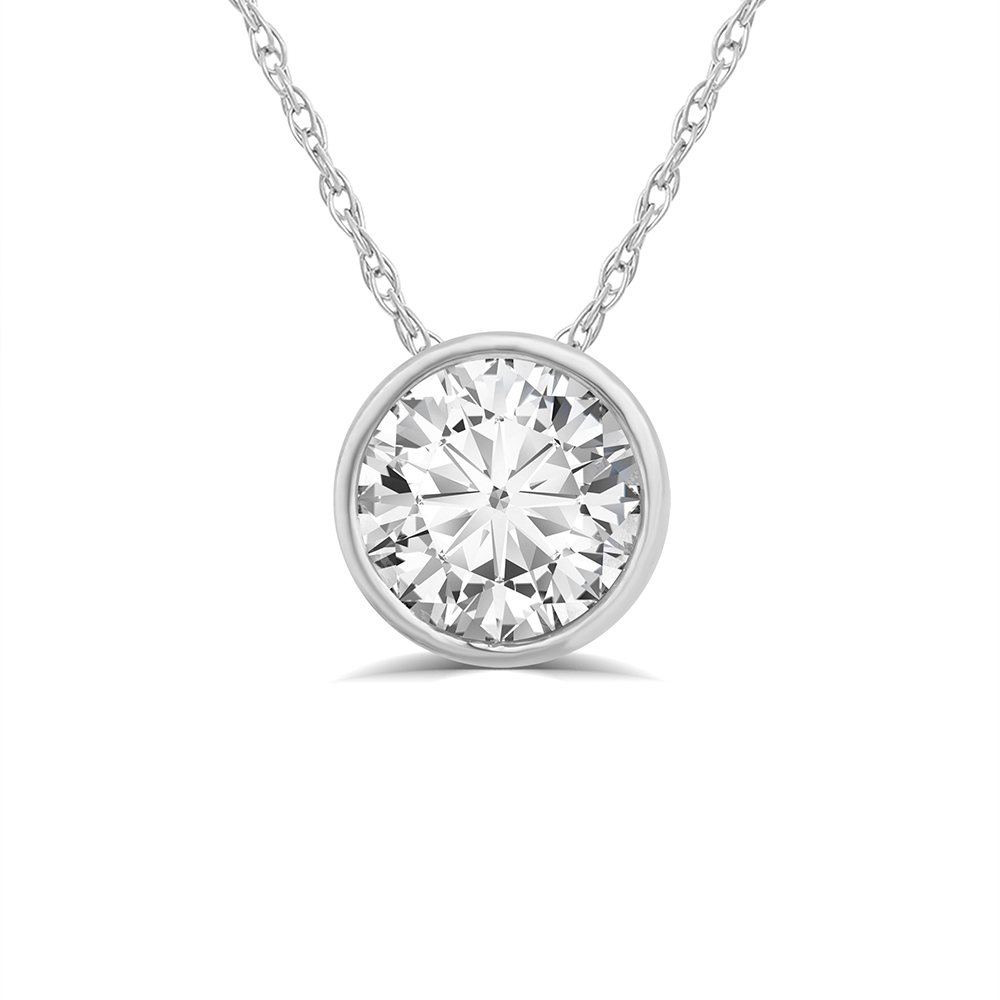 Floating Bezel Set Lab Grown Diamond Solitaire Necklace Questions & Answers