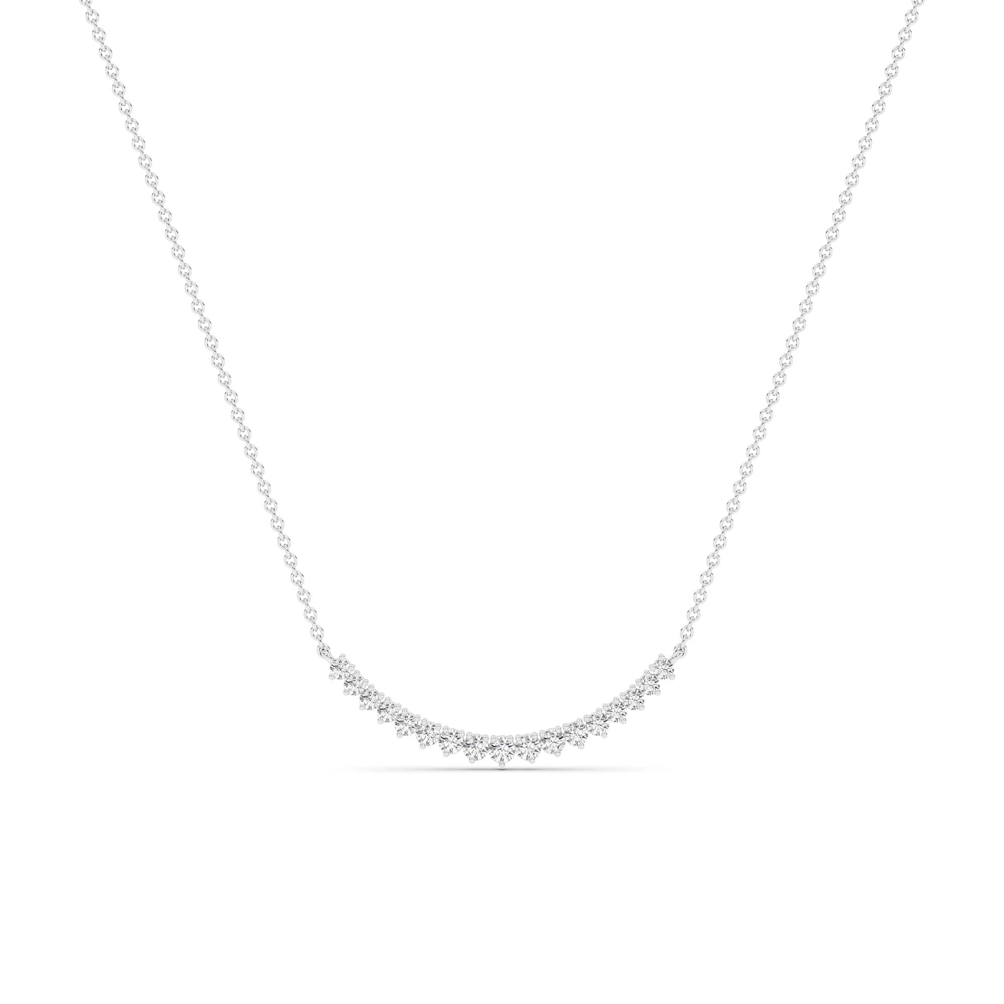 Which diamonds are featured in the Crest Silver Lab Necklace?