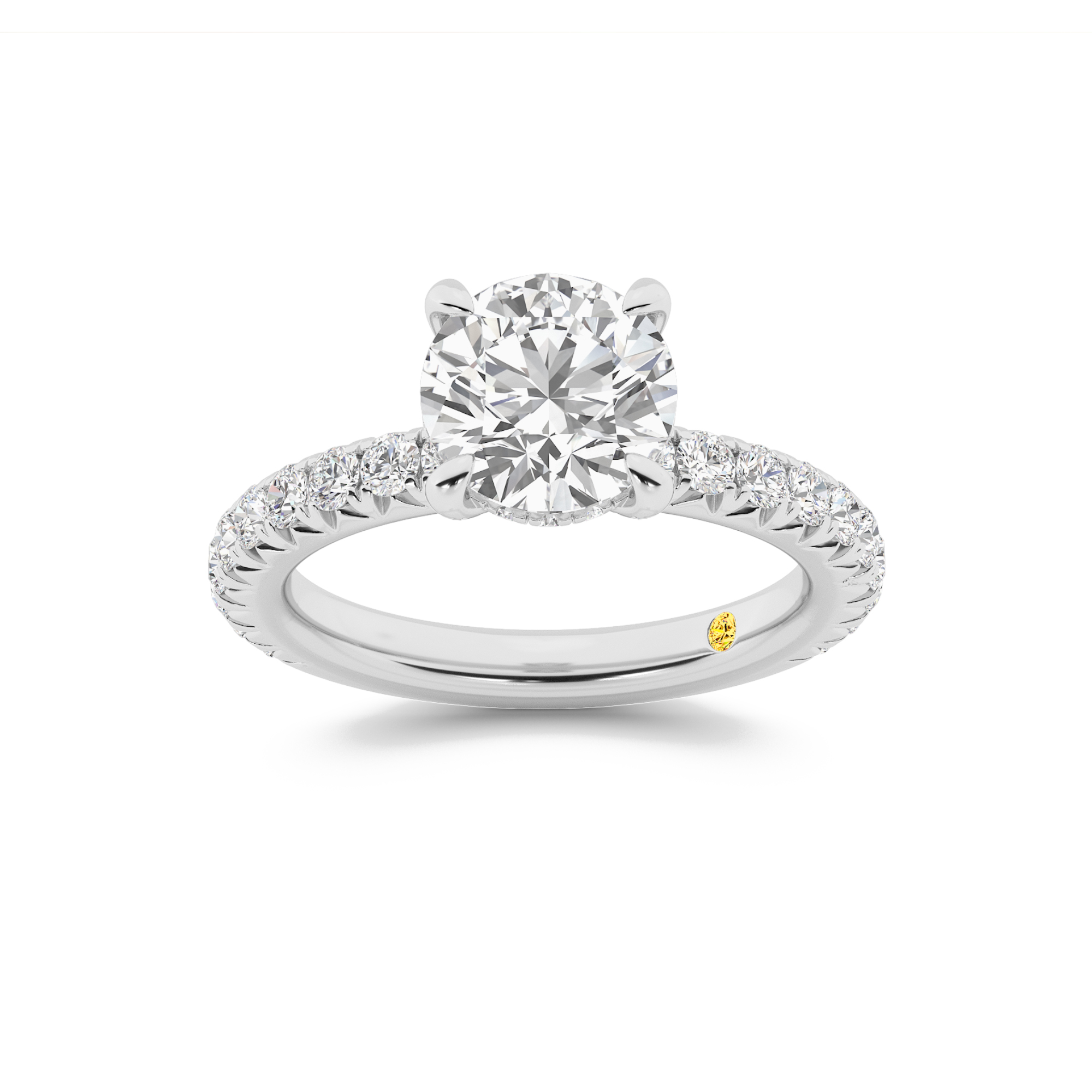 Embers Three Quarter Coverage Hidden Halo Lab Diamond Engagement Ring Questions & Answers